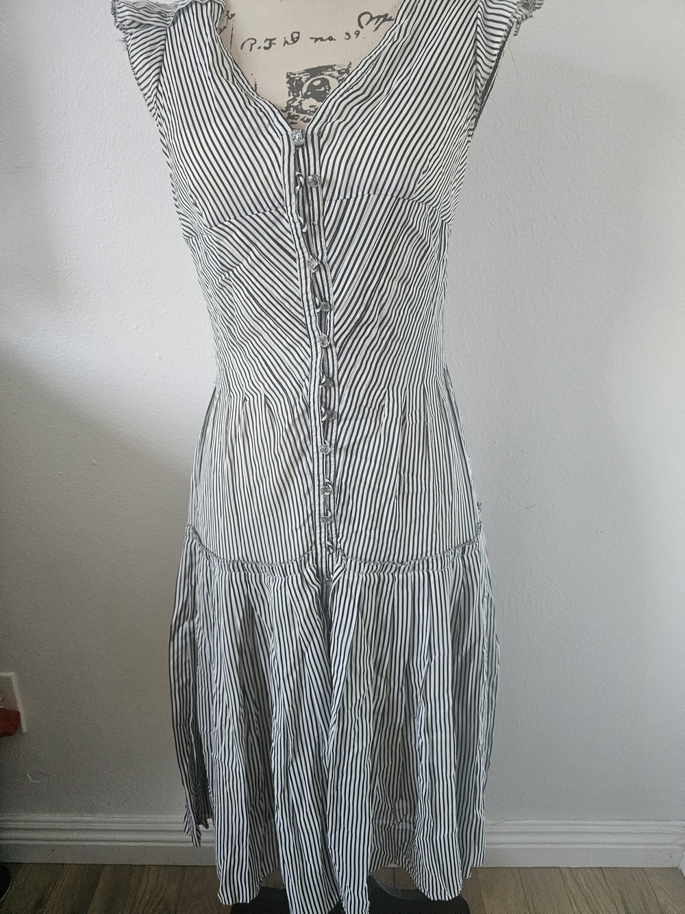 Byron Lars striped Black and White Button-front dress